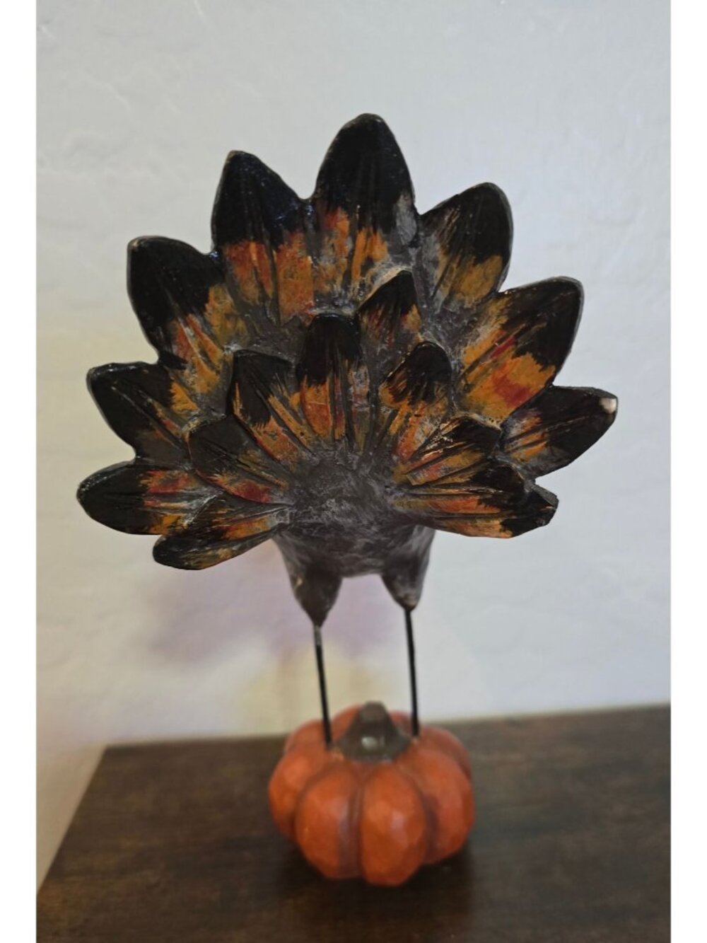 Set of 2 Turkey Figurines On Pumpkin Bases Fall Harvest Thanksgiving - Picture 14 of 15